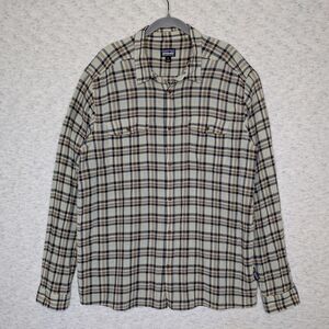 Organic Cotton Long-Sleeved Steersman Shirt Sz XL Plaid Button Up